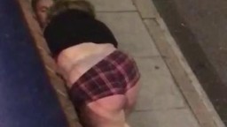 Chubby drunk chick on a hunk's dick on an empty street