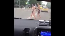 Naked russian girl on a street