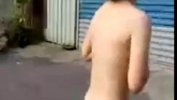 Chinese girl runs naked