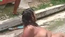 Brazil guy with his gang whips his naked aunt