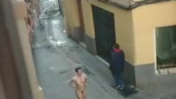 Hundreds of girls running naked on street