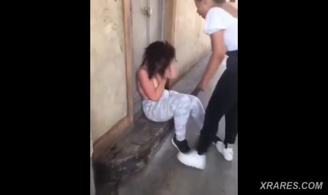 French girl is stripped topless and beaten by bully