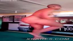 Girl drunk as fuck dances naked on a pool table