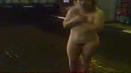 Russian girl fuckd and throwed naked at a gas station