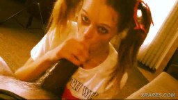Pigtails blonde sloppy blowjob