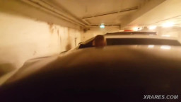 A naked girlfriend in the parking lot