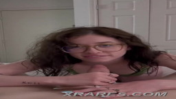 Cute teen slut giving blowjob