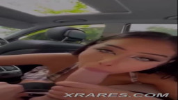 Hot asian babe risky car blowjob