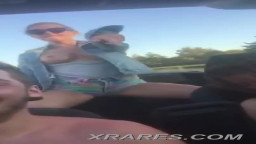 Girls flashing while guy drives