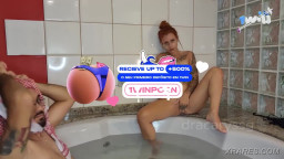 Sheik hires tattooed tart to plumb sensuously in motel bathtub bath - XXX!