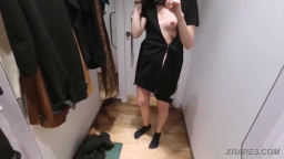 Public dildo ride in the dressing room