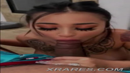 Tattooed latina babe sucks bbc