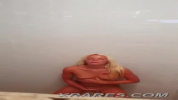 Blonde caught masturbating in the shower