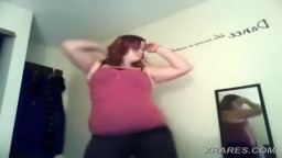 Corpulent wife of my neighbor undresses in her room and exposes