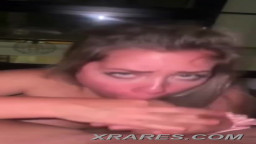 Hot blonde bitch swallows cum