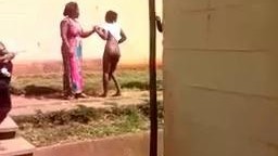 African wife beats the shit out of naked mistress