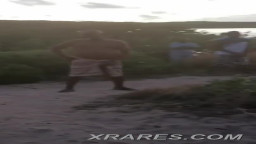 The couple comes across an African village
